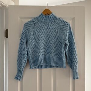 Sincerely Jules Light Blue Chevron Knit Turtleneck Sweater